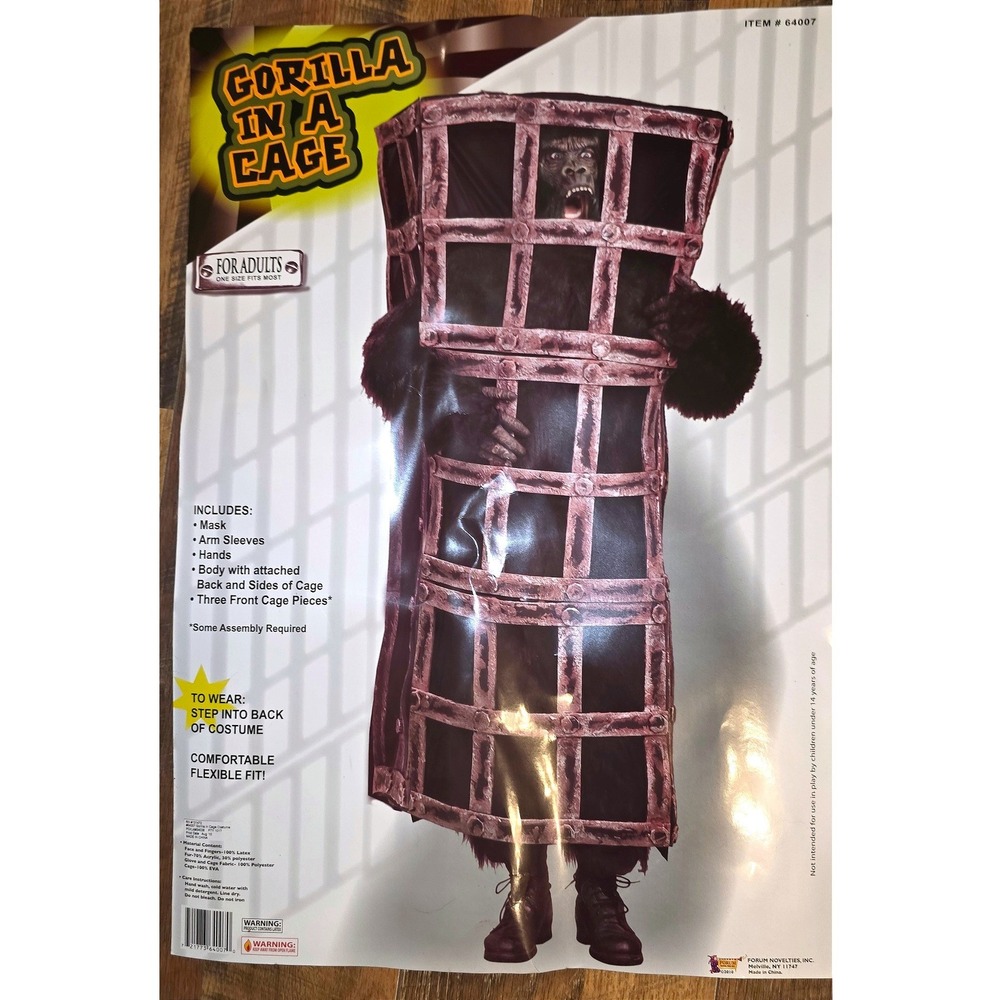 Forum Novelties Gorilla in a Cage Adult Costume One Size Black Silver 64007